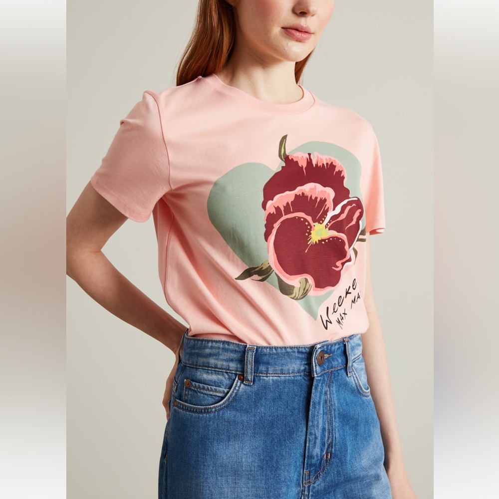 NWOT Weekend Max Mara Label-cut Jersey T-shirt with Floral Spring/Summer